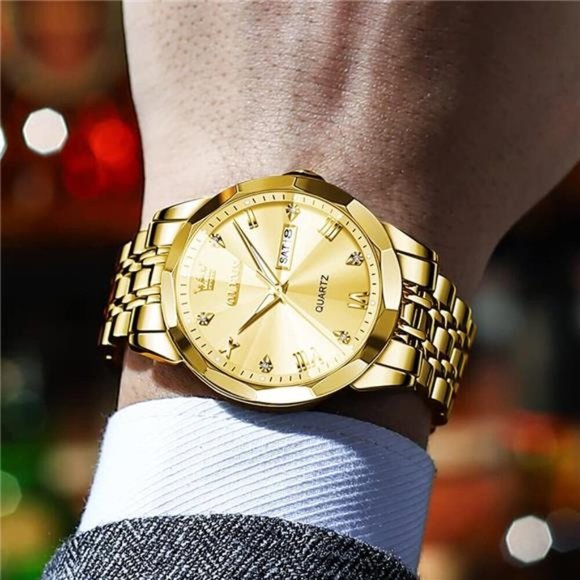 Watch for Men Diamond Business Dress Analog Quartz Stainless Steel Waterproof - Picture 4 of 7
